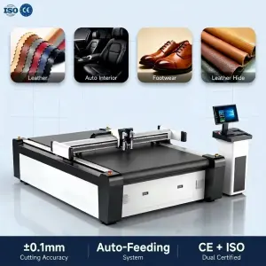 Automatic Digital Leather Cutting Machine with Double Heads Oscillating Knife
