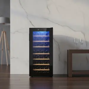 32 Bottle Wine Cooler Adjustable Thermostat Wine Fridge Low Noise 78L Wine Thermoelectric Refrigerator