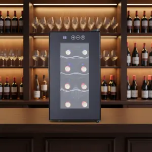 23L Mini Fridge Freestanding Wine Cooler 8 Bottles Thermoelectric Refrigerator Wine Cabinet