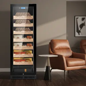 Electric Cigar Humidor Cabinet Climate-Control Glass Door 7 Layer for 1700 Cigars with Drawer