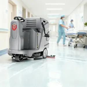 CleanHorse X7 2026 New Electric Industrial Ride-On Floor Scrubber 24V100Ah Double Brushes Self-Propelled 660mm Cleaning Width