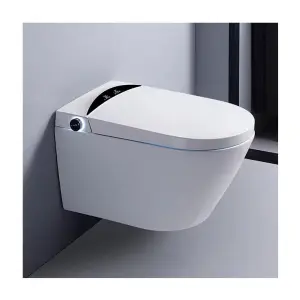 High Quality Wall Mounted Ceramic One Piece Electric Intelligent Toilet Bowl Automatic Bathroom Wall Hung Smart Toilet Wc