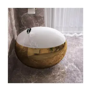 Gold Color Luxury New Arrival Egg Shape Wc Sanitary Ware Intelligent Toilet Bowl Bathroom One Piece Automatic Smart Toilet