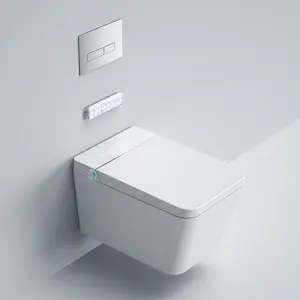 Wall Mounted Square Intelligent Sanitary Ware Water Closet Bathroom Ceramic Wall Hung Automatic WC Smart Toilet With Water Tank