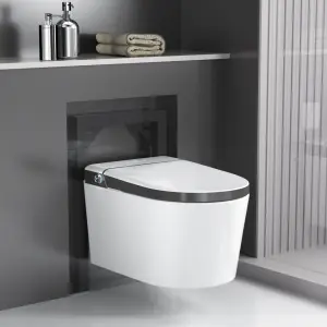 UVC Sterilization High-end Wall Mounted Intelligent Luxury Design Auto Open Cover Seat Bathroom Ceramic One Piece Smart Toilet