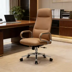 Luxury Modern Multi-Purpose Design High Comfortable Swivel Reclining Adjustable Function Plush Seat Cowhide Leather Office Chair