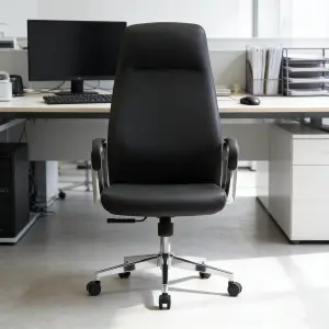 Premium Modern Minimalist Design Business Luxury Elegant Executive Comfort Reclining Black Color Cowhide Leather Office Chair