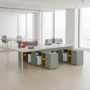 Executive Coffee Desk PVC Frame Contemporary Modern Design Rust Scratch Resistant Box Drawer Storage Office Office Building