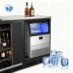 Cheapest Commercial Refrigerator 12.65kg Ice Storage Capacity 55kg/24h Capacity Commercial Ice Maker Machine With Water Bottle