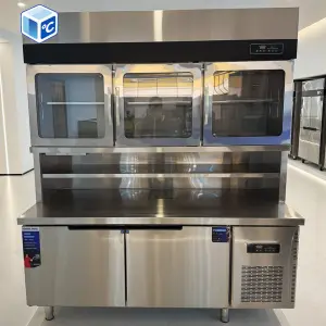 Commercial Mother and Son Worktop Refrigerator Combo Worktop Refrigerator with Upper Glass Door 3-in-1 Worktop Refrigerator
