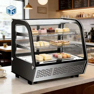 Commercial Cake Display Fridge Cake Cooler Digital Temperature Control Stainless Steel Interior CE Approved for Dessert Café
