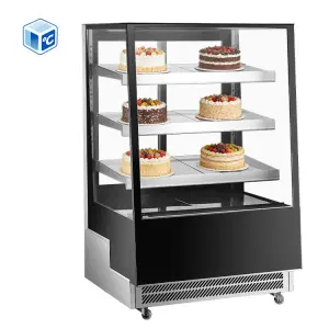 Energy Saving Commercial Cake Display Cooler Stainless Steel Refrigerated Cake Display Showcase With 3 Led Lighting
