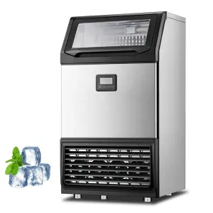 Commercial Electric Ice Maker Machine Stainless Steel Counter Freestanding Cube 126Kg/Day Capacity Hotel Household Use 220-240V