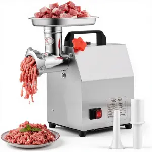 Commercial Electric Meat Grinder 400W 265LBS/H Stainless Steel 2 Blades/Grinding Discs/Stuffing Tubes New 1 Year Warranty Home