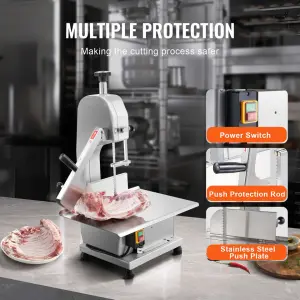 Commercial Electric Meat Bandsaw 650W/1800W Motor Countertop Bone Sawing Machine Slicing Frozen Meat Pork Stainless Steel Blade