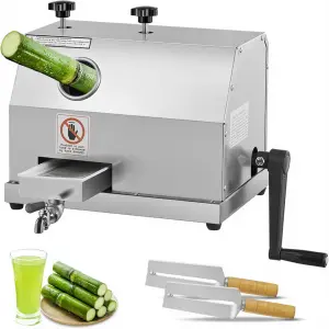 Commercial Restaurant Retail Use Sugarcane Juicer 110LBS/H High Output 3 Stainless Steel Rollers 2.4" Large Inlet Manual