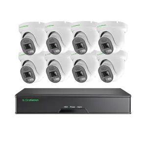 GR-DFX-M5V-K8 G.Craftsman 8pcs Dome Camera Kit with Night Vision Two-Way Audio and 4K 16 Channel NVR System with 8 POE Ports