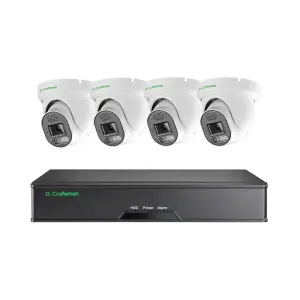 GR-DFX-M5V-K4 G.Craftsman 5MP NVR Surveillance System with Indoor Outdoor Dome Camera Two-Way Audio & Face Recognition NVR Kits