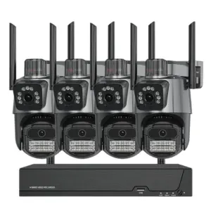Icsee 4CH 9MP 8X Zoom Wireless Security Camera System 8X Zoom WiFi Outdoor PTZ Camera Nvr Kit 6MP WiFi Dual Lens Camera System