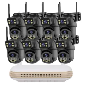 ICsee 8CH 6MP WiFi PTZ Security Camera System with 4CH Dual Lens NVR Two-Way Audio Outdoor IP66 Waterproof CCTV Kit