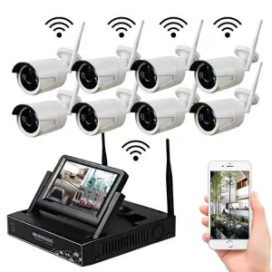 EseeCloud WiFi with 10inch LCD 3MP 5MP Wireless CCTV System IP Wireless NVR Kits Outdoor WI-FI Security CCTV Camera System