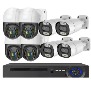 ICsee Outdoor POE Network Camera Kit 4MP 8MP 8ch with Two-Way Audio 4ch Security POE CCTV Night Vision Function NVR PTZ System