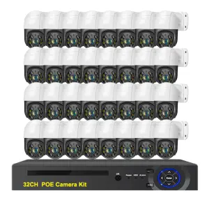 Xmeye 32CH NVR Kit 4K PTZ Cctv Camera System 8MP POE Security Camera System Detected Two Way Audio Ip66 H265 Poe Ip Camera Kit
