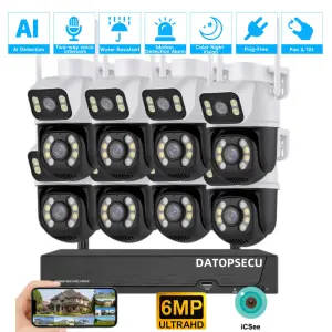 Icsee Xmeye 6MP 4CH 8CH Wireless Home Security Camera System Wifi Ptz Network Wireless Nvr Kit Home Wifi Cctv Camera Kit System