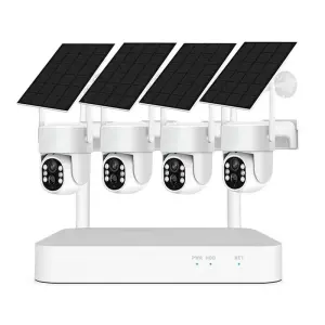 EseeCloud 4CH 4MP Wifi NVR Wireless Solar Camera CCTV Kit Security System Night Vision Battery Powered Solar Wifi Camera Kit