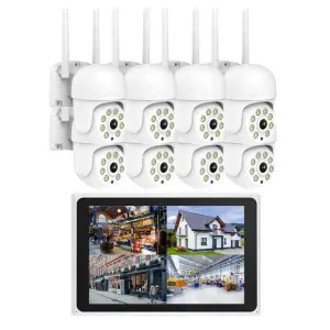 Tuya 8CH 3MP Wireless NVR Kit Wifi Dome Security Camera Kit Ptz CCTV System 12.5 Inch LCD Screen Wireless CCTV Camera Kit System