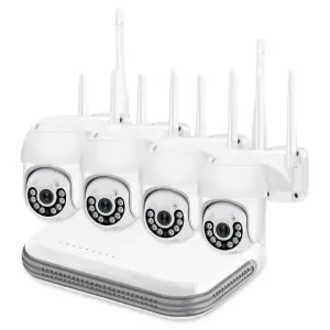 Datuo 4CH 4MP WiFi PTZ Dome Camera Kit with Night Vision Two-Way Audio Waterproof Design-Wireless CCTV System