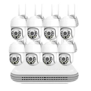 Icsee 4CH Wireless Outdoor Security CCTV Camera Kit with Auto Human Tracking Night Vision Wifi Ptz Nvr Ip Home Security System