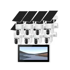 EseeCloud 8ch 5mp Solar Wireless Nvr Kit With 4mp Solar Security Camera System 10inch Monitor Cctv Solar Wifi Camera System KiT