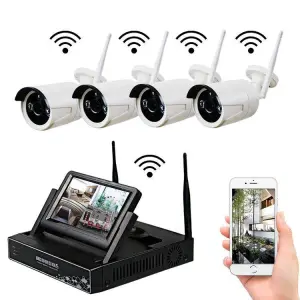 EseeCloud 3 5MP 4CH WiFi with 10.1 Inch LCD Screen Security Camera IP Wireless NVR Kits Outdoor WIFI Security CCTV Camera System
