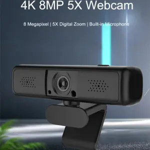 5X Zoom High Resolution Window Hello Computer Camera 4K 8mp Webcam with Tripod and Privacy Lens Cover Slider