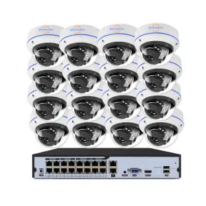 Jianvision 4MP POE NVR IP System 16-Channels Vandalproof Metal Dome Indoor Outdoor Camera Wide Angle 2.8mm CMOS Sensor Built-in