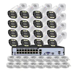 Jianvision 16CH 4MP Metal IP Bullet Outdoor Security Camera System Audio Recording Color Night Vision NVR for Surveillance
