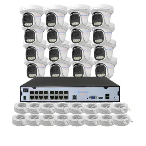 Jianvision 16-Channel IP Waterproof Dome Turret Camera POE NVR System 20m Cables Night Vision Sound Surveillance Systems
