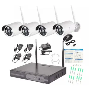 Professional 4CH Wireless CCTV Kit Indoor/Outdoor Night Vision IP Video Security System NVR 12V DC Home Eseecloud Wifi