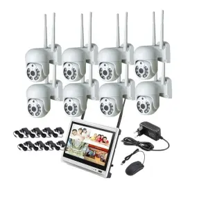 8channels Eseecloud App 3MP HD 10inches Screen Two Way Audio Waterproof Outdoor PTZ Dome Wifi Camera Nvr Kit