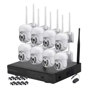 Jianvision 8-Channel 3MP Full HD Wireless PTZ Camera System Night Vision 2-Way Audio IP Network Connectivity NVR Data Storage