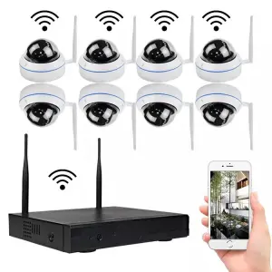 8-Channel 5MP Wi-Fi Dome CCTV Security Camera System Infrared Night Vision Voice Recording Eseecloud App Compatibility NVR Data
