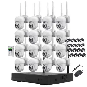 Jianvision Outdoor 16CH 5MP WiFi PTZ Camera Full System NVR IP66 2TB HDD Eseecloud App 360 Rotating Full Color Night Vision