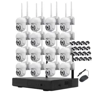 New CCTV 5MP Wireless WiFi Surveillance Movable IP66 Security Camera 16-Channel NVR Kit Full Color Night Vision Eseecloud Cloud
