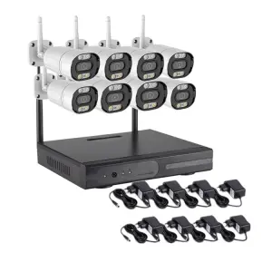 Jianvision 8CH 5MP Outdoor Wireless CCTV Surveillance System with Two-Way Audio & Color Night Vision IP66 NVR From Eseecloud