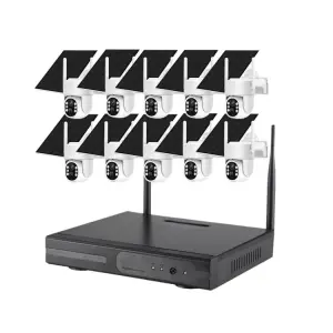 Jianvision 4MP IP66 Wireless Solar PTZ Wifi Camera System 10 Channels Two-Way Audio Full Color Night Vision Wide Angle Eseecloud