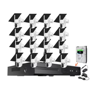 Jianvision 16Channels WiFi Solar PTZ Camera Combo System NVR IP66 Waterproof CMOS Sensor 2TB HDD Built-in Two-way Audio Talking