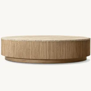 High-End Solid Wood Oak Contemporary Coffee Table with Easy Cleaning & Storage Durable Living Room Furniture for Home Use