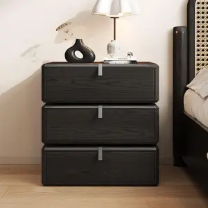 2025 New Solid Wood Rotating Bedside Table Modern Black Simple High-end Bedroom Storage Bedside Cabinet High-value Artistic