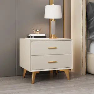 Smart Modern European Design Bedside Table 2 Drawers MDF Luxury Nightstand for Home Bedroom for Apartment Hotel Bed Side Table